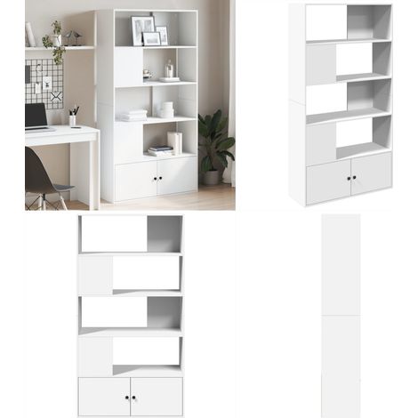 Bibliothèque blanc 100x36x189 cm bois d'ingénierie - Bibliothèque Blanche - Bibliothèque Design - Meuble Rangement - Étagère Murale - Bibliothèque Moderne - Home & Living (1/5)