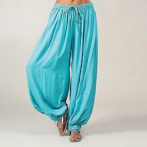 Yoga-Haremshose für Damen, locker geschnitten, mit Kordelzug, ideal für Bauchtanz und Yoga. Erhältlich in Grün, Weiß und Schwarz. Bequeme Winter-Sportbekleidung. (1/5)