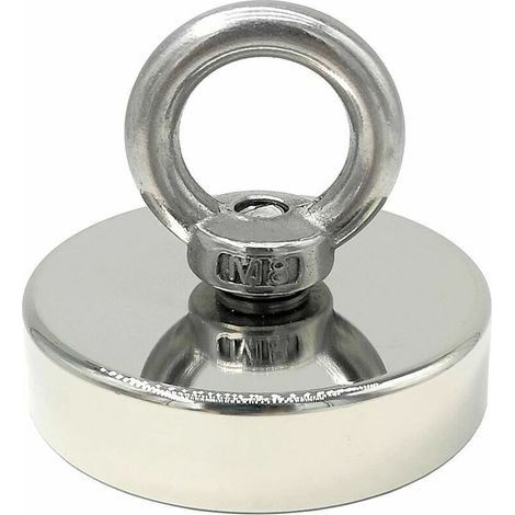 Aimant en néodyme super puissant 120 kg - Aimants puissants - Idéal pour la pêche magnétique - Ø 60 mm avec œillet en néodyme (1/4)