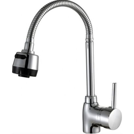 Robinet de cuisine à trois voies à embout universel en ABS avec tuyau d'eau chaude et froide de 60 cm (1/4)