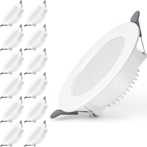 Spot LED encastrable lot de 12, spot encastrable extra plat AC175-265V plafonnier plat rond, 7W 700LM equivalent lampe à incandescence 70W, spot blanc neutre 4500K pour salle de bain salon (1/5)