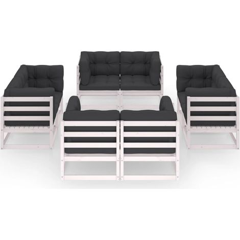 INLIFE Salon de jardin 8 pcs avec coussins Bois de pin massif (1/5)