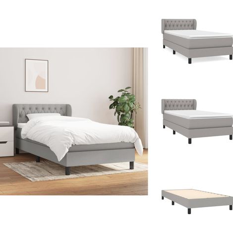 Boxspringbett mit Matratze Hellgrau 90x200 cm Stoff - Boxspringbett - Doppelbett - Bettenrahmen - Schlafsystem - Lattenrost (1/5)