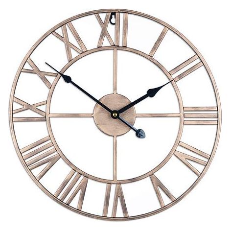 Grande horloge murale vintage en métal 50 cm, silencieuse avec chiffres romains, horloge décorative pour salon, cuisine, chambre et bureau (1/5)
