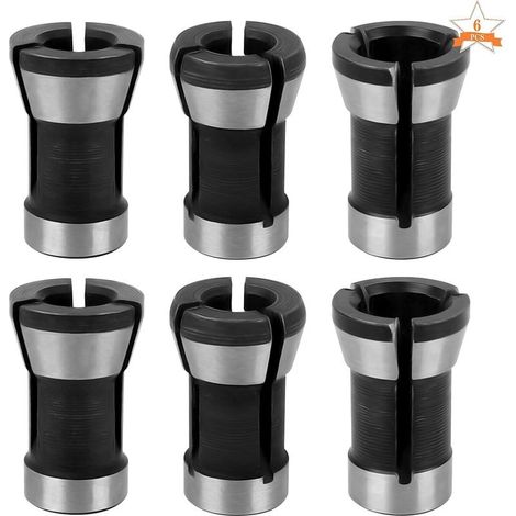 6 pièces perceuse mandrin perceuse mandrin adaptateur accessoires perceuse mandrin fraise perceuse mandrin accessoires de travail du bois 6mm 6.35mm 8mm (1/5)
