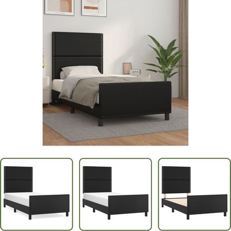 Kopfteil - Bettgestell mit Kopfteil Schwarz 90x200 cm Kunstleder (1/5)