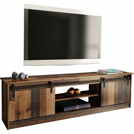 Mueble TV Charlotte 156, Arbol envejecido, Número de puertas: 2, Número de cajones: 0, 200x57x35cm