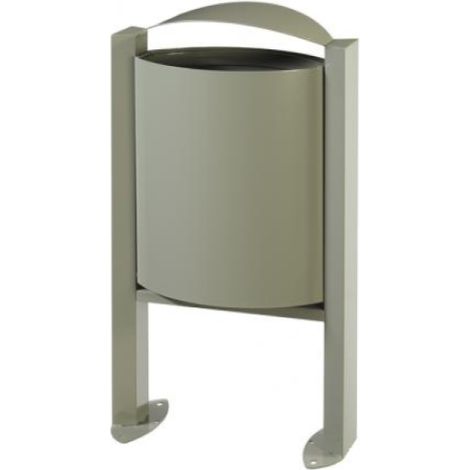 Corbeille sur pied Arkea - 40l sans cendrier - gris ciment - RAL 7033 (1/3)
