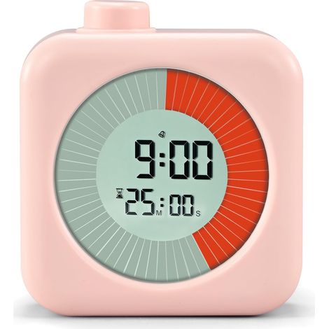 Minuteur pour enfants 60 min, minuteur avec compte à rebours Réveil avec alarme sonore et silencieuse, pour enfants et adultes, pour la cuisine, l'école et le bureau (rose) (1/5)