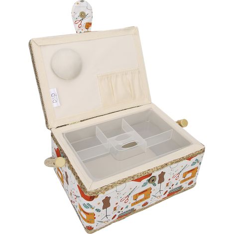Corbeille de Rangement en Tissu pour Couture, Boîte à Coudre avec Aiguilles et Fils, Panier Pratique pour Maison, Kit de Couture Orange, Accessoires de Couture (1/5)