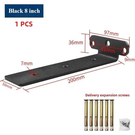 (Noir 20 cm x 20 cm) 1 support trépied suspendu pour étagère murale, capacité de charge de 200 kg, fixation murale invisible, étagère de rangement pour cloison (1/5)
