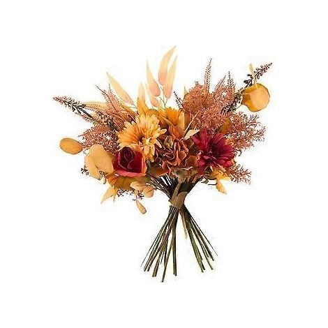 Fleurs orange artificielles en soie, bouquets de mariage faciles d'entretien pour une décoration intérieure rustique avec centre de table automnal artificiel pour Thanksgiving (1/5)