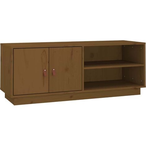 Meuble TV, Étagère TV, Meuble de Salon, Marron miel 105x34x40 cm Bois de pin massif OIB6923E (1/5)