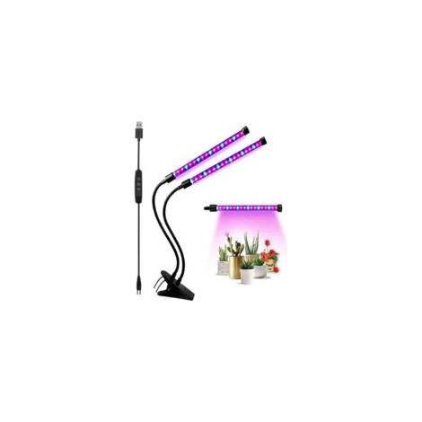 LED-Pflanzenlampe – 5 V, rotes und blaues Licht, USB, zwei Leuchtenköpfe – ideal als Zusatzbeleuchtung für Pflanzen – Crezuo