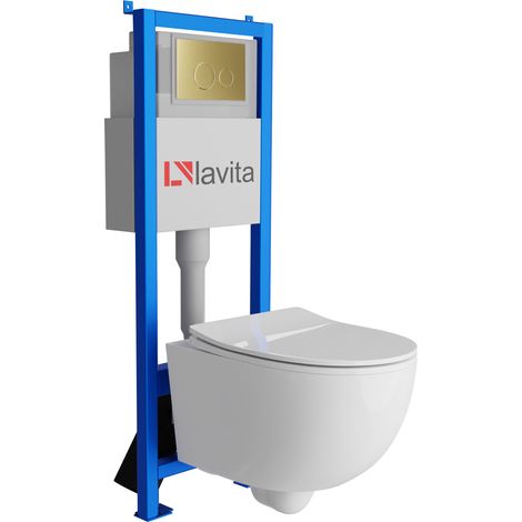 Bâti-support Lavita LAV 101 à 40 cm + WC Brava sans bord + plaque de commande LAV 200.4.5 d'orée Kit complet WC (1/5)
