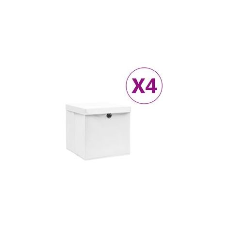 Aufbewahrungsboxen mit Deckel, 4er-Set, 28 x 28 x 28 cm, weiß - Crezuo