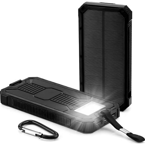 Batterie Externe Solaire 20000mAh, Deux Ports USB et Lumière LED (1/5)