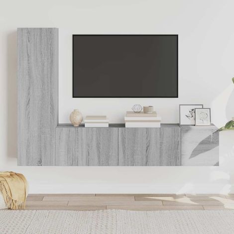 3-tlg. TV-Schrank-Set Grau Sonoma Holzwerkstoff