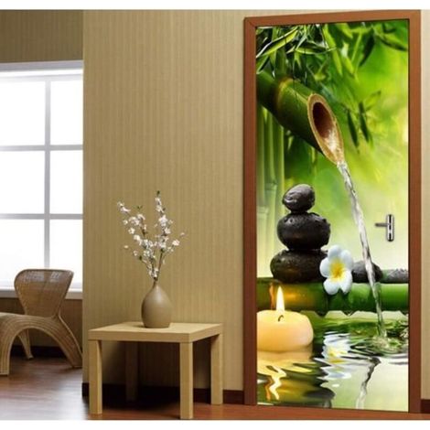 Autocollant de Porte 3D Zen - Effet Trompe-l'œil Mural en PVC Imperméable pour Chambre (1/5)