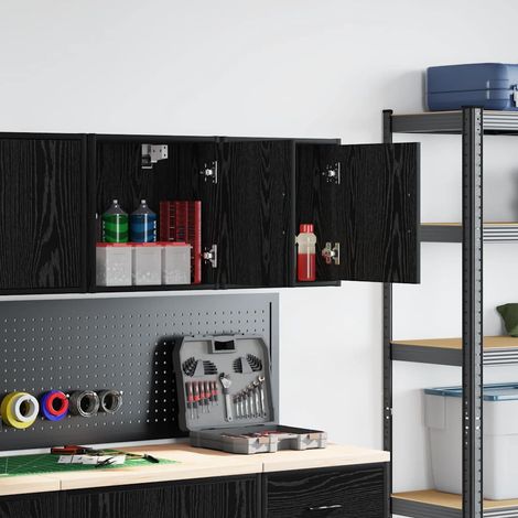 Maison Exclusive - Armoires murales de garage 2 pcs noir bois d'ingénierie