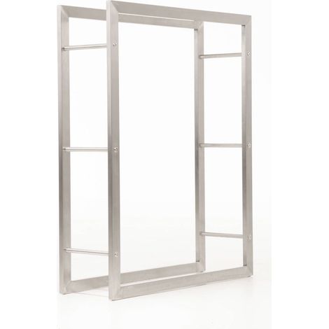 Range-bûches étagère support bois de cheminée 100x80x25 cm en acier inoxydable 100003542 (1/5)