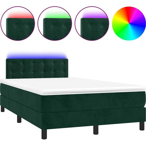 Lit double Lit adulte Sommier à lattes de lit avec matelas LED Vert foncé 120x200 cm