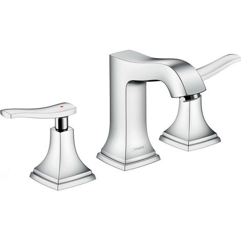 Mélongeur de lavabo 110 3 trou s poignées manettes, av tirette et vidage chroméé