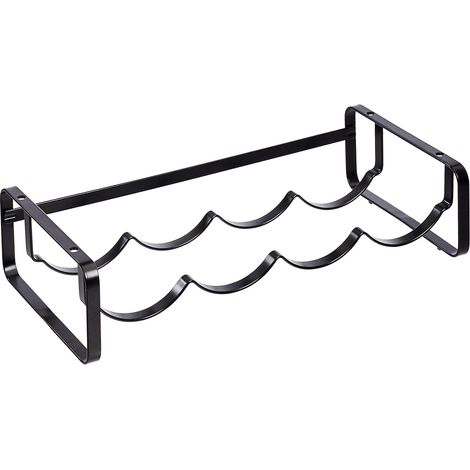 1 Range-bouteilles Empilable,Métal,Design Ondulé,Noir,9,5x40x20 Cm,Cuisine
