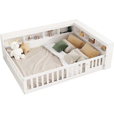 CHICFURN lit de jour avec rangement prises USB et sommier blanc 140 x 200 cm (1/5)
