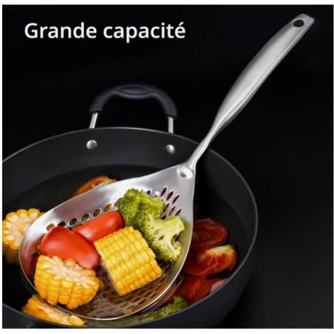 Cuillère Écumoire - Spatule - Acier Inoxydable 304 - 38cm - Trous Uniformes - Résistante à la Chaleur (1/4)