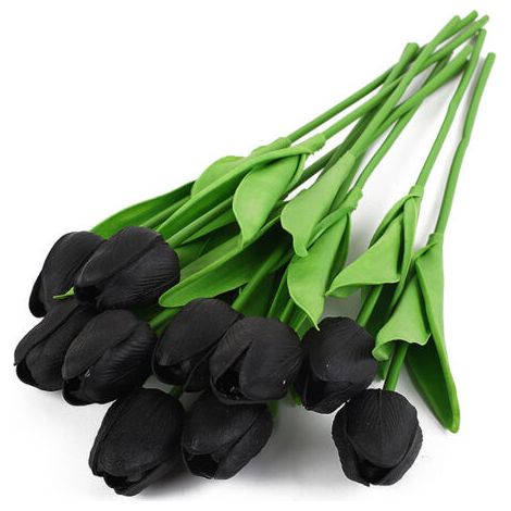 BUNTHAUS 10pcs tulipes noires, fleurs artificielles pour accessoires de décoration de mariage (1/5)