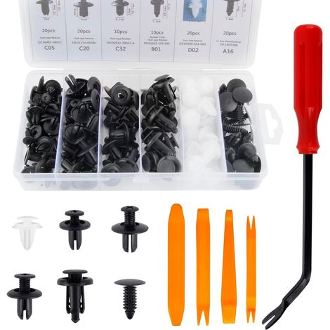 Lot de 105 clips de fixation universels en plastique pour garniture de portière de voiture - Pour tous les véhicules VW Benz BMW (1/5)