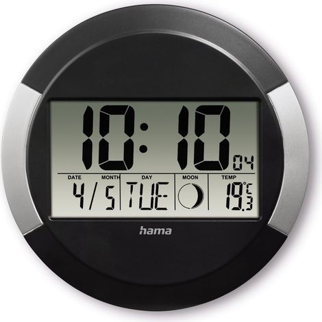 Horloge Murale Numérique DCF, Montre de Cuisine écran LCD, Noir (1/5)