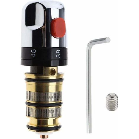 replacement thermostatic cartridge for bath and shower mixer in solid brass with chrome plating (1/5)