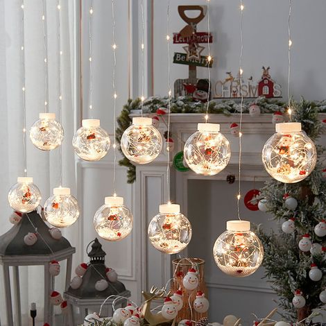 Guirlande Lumineuse Étoile De Noël - Guirlande À Rideau LED Avec Télécommande - Pour Arbre De Noël Décoration Intérieure Extérieure - 3 M - 10 Boules (1/5)