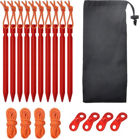 (B) 10 pezzi di picchetti per tenda, picchetti per tenda da campeggio con cordino riflettente, picchetti da terra, chiodi da sabbia, ganci per tenda, picchetti di fissaggio per teloni, giardino, campe