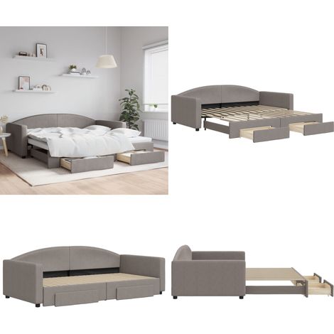 Tagesbett Ausziehbar mit Schubladen Taupe 100x200 cm Stoff - Sofa Bett - Schlafcouch - Gästebett - Tagesbett - Wohnzimmer Möbel - Home & Living (1/5)