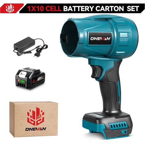 Souffleur turbo sans fil ONEVAN – Moteur brushless 3500 W, vitesse d’air 350 m/s, pour neige, feuilles et poussière, compatible batterie Makita