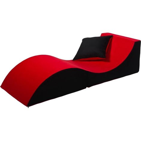 Sillón relax - 60 x 150 x 40 cm - negro rojo (1/2)