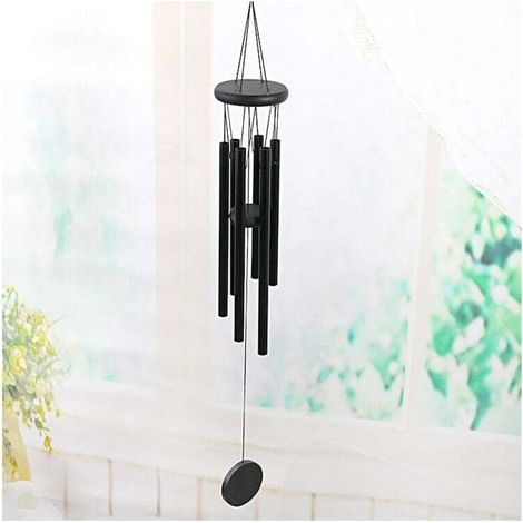 Negro - Campana de viento para exteriores, campana de viento grande para exteriores, maravillosa, 6 tubos de aluminio, regalo de consuelo y recuerdo para el hogar, amigos, jardín, patio - Crezuo
