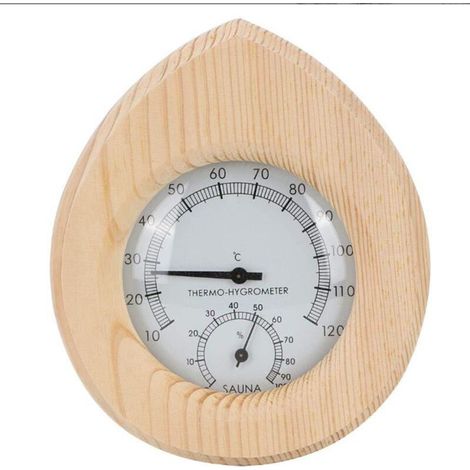 Accessoire de sauna compteur de température et d'humidité en bois hammam sec table d'affichage en bois massif type goutte d'eau (1/4)