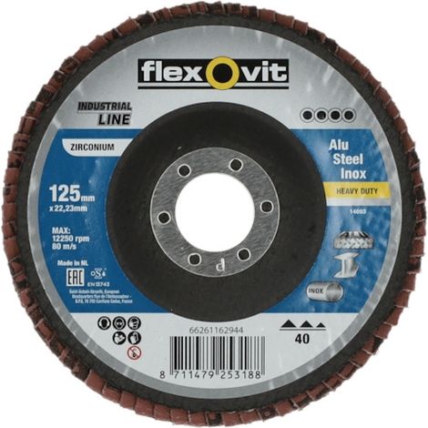 Disque à lamelles INDUSTRIAL LINE HEAVY DUTY - Ø 125 mm - Grain 40 - FLEXOVIT