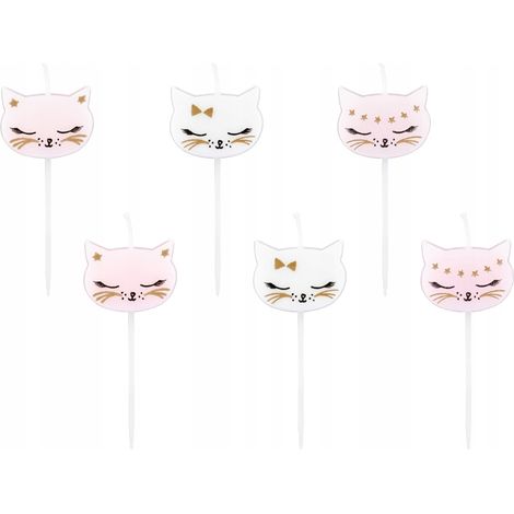 Bougies d'anniversaire pour chatons, assortiment, 2 cm (1 paquet/6 pièces) (1/4)