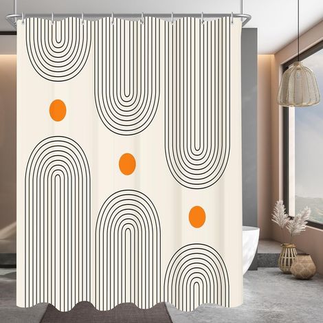 Duschvorhang 240x200cm Geometrische Kurve Wasserabweisend Textil (1/5)