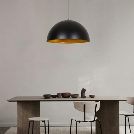 Suspension de table noire dôme intérieur doré Ø60 cm SILE (1/5)