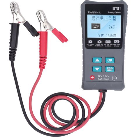 Testeur de batterie portable 12V 24V pour voiture, détecteur de résistance interne et capacité, outil de diagnostic auto, mesureur de santé batterie, appareil de contrôle de charge. (1/5)
