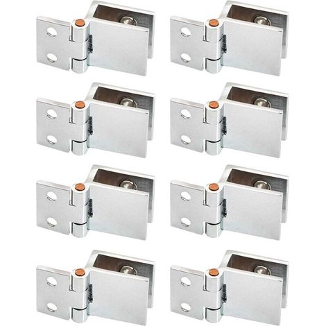 Charnière en Verre en Alliage,8 Pcs Clip de Porte en Verre Charnière pour Porte en Verre 0 Degrés, Sans Perçage de Verre à Charnière pour Porte en Verre de Meuble de Cuisine Vitrine(Verre de 5-8mm) (1/5)