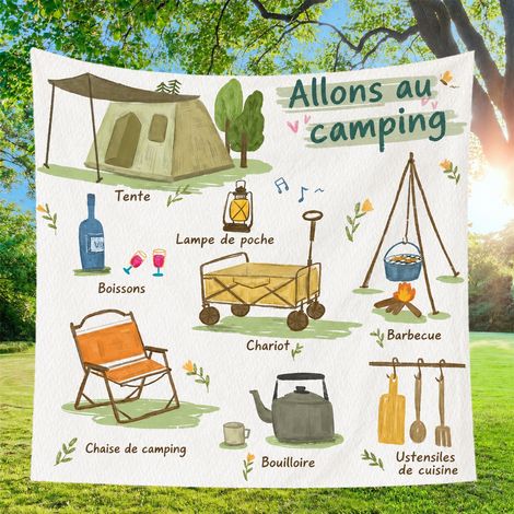 Tenture murale décorative camping 75 x 95 cm modèle Camping 7 en polyester 7 75x95 cm – Livraison gratuite