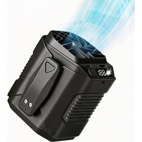 Ventilateur Portable à Clip 6000mAh, Ventilateur Sans Mains 100 Vitesses pour Randonnée et Pêche-Noir (1/5)