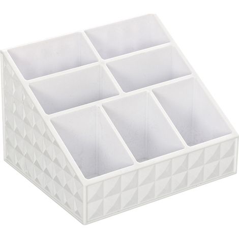 ORGANIZER PORTAOGGETTI COSMETICI PLASTICA BIANCO 7 SCOMPARTI 15x12x10cm SMACK
